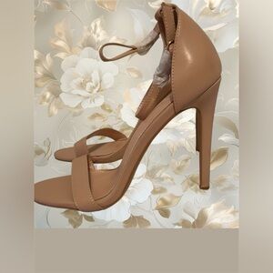 Tan Brown Ankle Strap Open Toe Heels Women’s 9.5